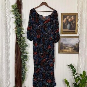 Knox Rose Floral Smocked Peasant Jumpsuit Medium Boho Cottagecore